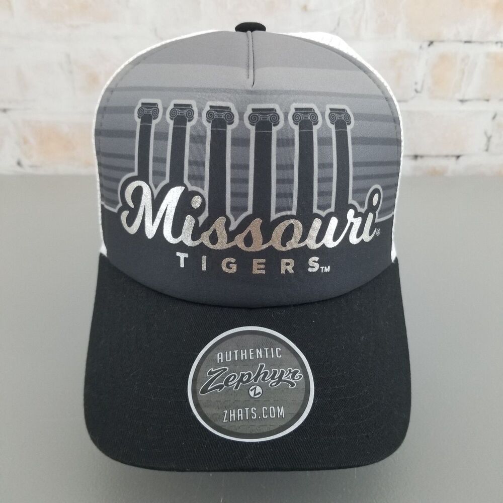 NWT Zephyr University of Missouri Tigers Black/Grey Snapback Trucker Hat Foam